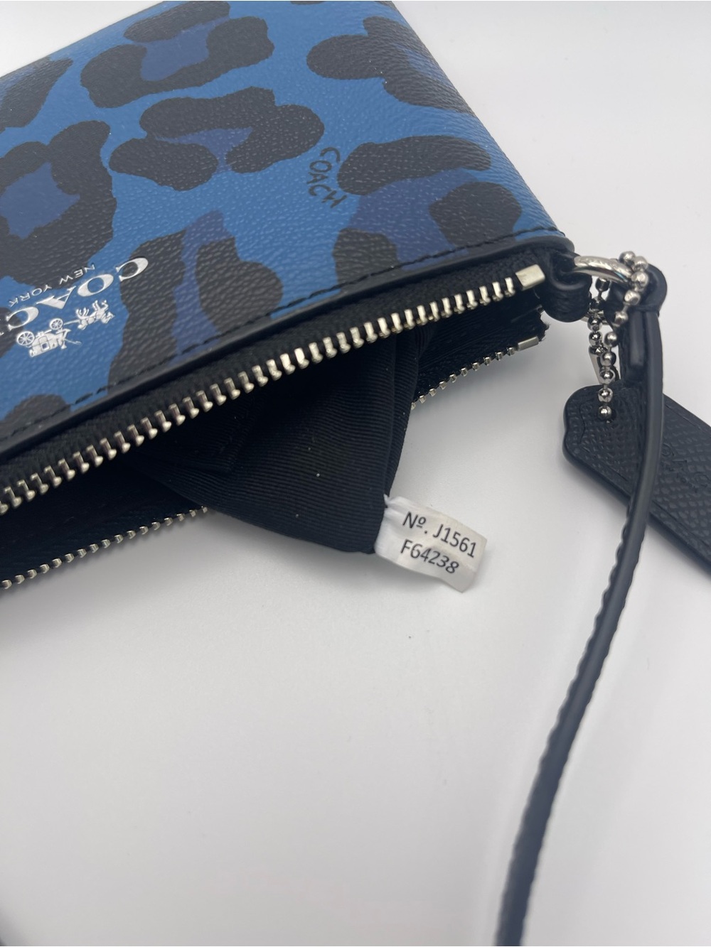 Coach Blue and Black Leopard Print Wristlet Pouch - Picture 6 of 6